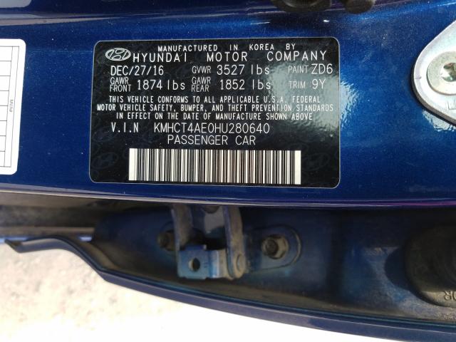 Photo 9 VIN: KMHCT4AE0HU280640 - HYUNDAI ACCENT SE 