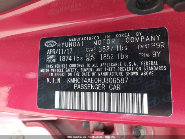 Photo 8 VIN: KMHCT4AE0HU306587 - HYUNDAI ACCENT 