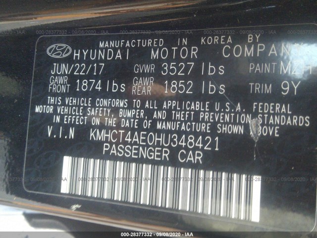 Photo 8 VIN: KMHCT4AE0HU348421 - HYUNDAI ACCENT 