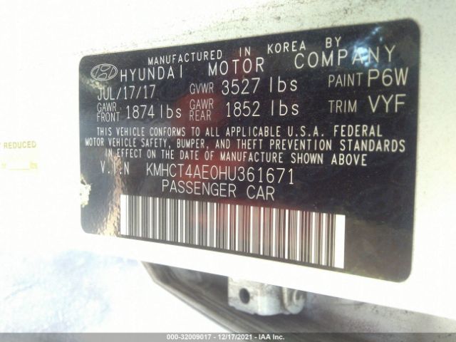 Photo 8 VIN: KMHCT4AE0HU361671 - HYUNDAI ACCENT 