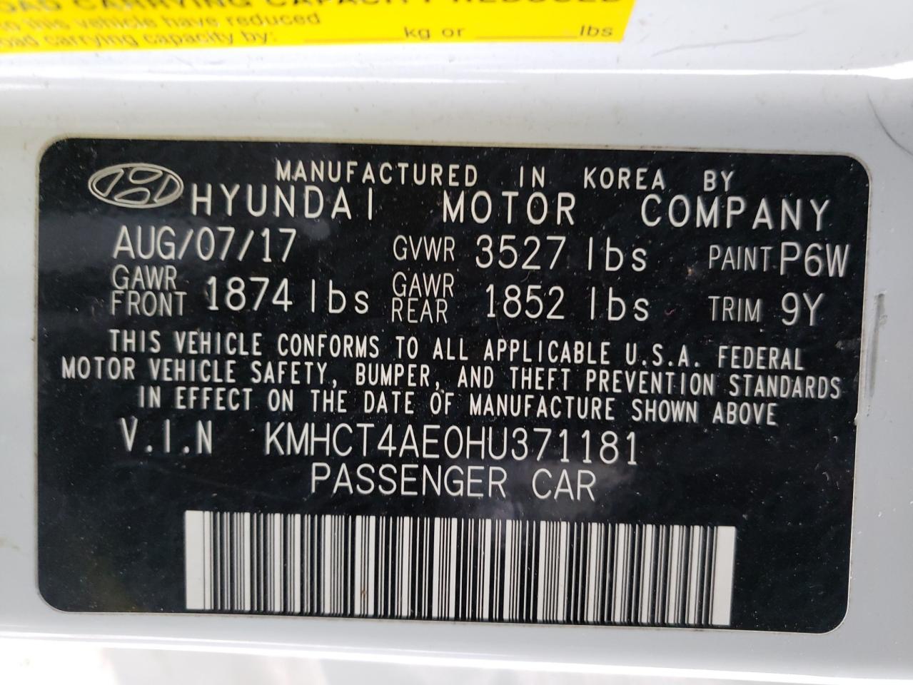 Photo 11 VIN: KMHCT4AE0HU371181 - HYUNDAI ACCENT 