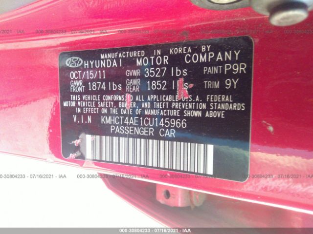 Photo 8 VIN: KMHCT4AE1CU145966 - HYUNDAI ACCENT 