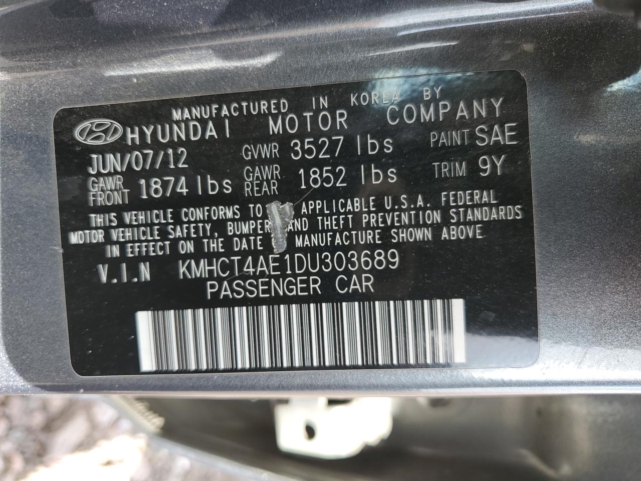 Photo 11 VIN: KMHCT4AE1DU303689 - HYUNDAI ACCENT 