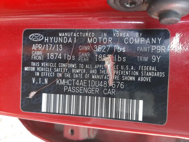 Photo 9 VIN: KMHCT4AE1DU487676 - HYUNDAI ACCENT GLS 