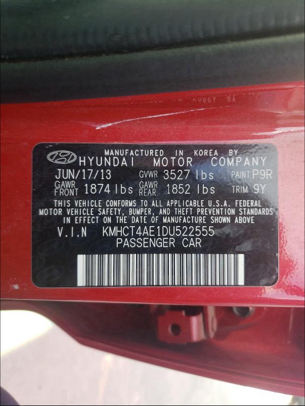 Photo 9 VIN: KMHCT4AE1DU522555 - HYUNDAI ACCENT GLS 