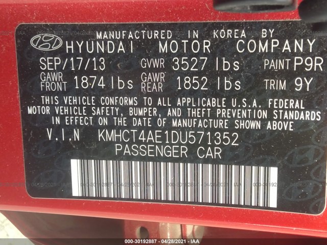 Photo 8 VIN: KMHCT4AE1DU571352 - HYUNDAI ACCENT 