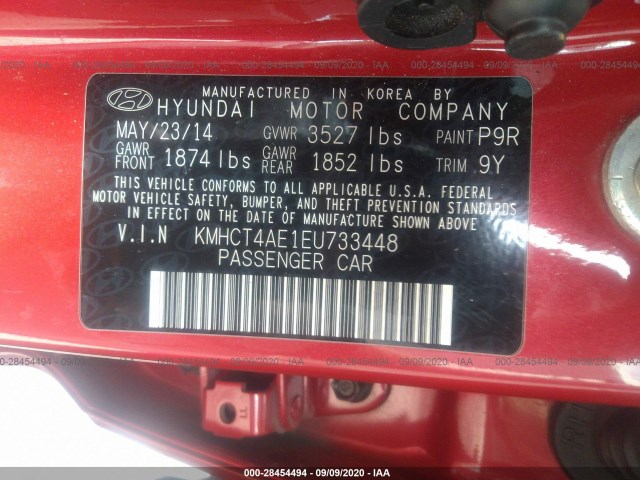 Photo 8 VIN: KMHCT4AE1EU733448 - HYUNDAI ACCENT 