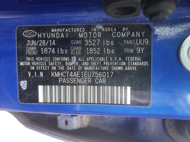 Photo 9 VIN: KMHCT4AE1EU756017 - HYUNDAI ACCENT GLS 