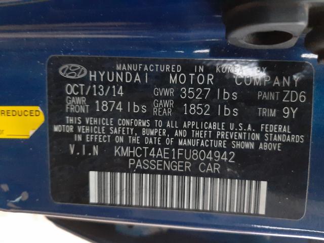 Photo 9 VIN: KMHCT4AE1FU804942 - HYUNDAI ACCENT GLS 