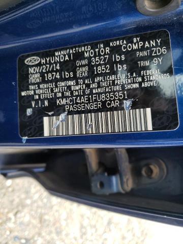 Photo 12 VIN: KMHCT4AE1FU835351 - HYUNDAI ACCENT 