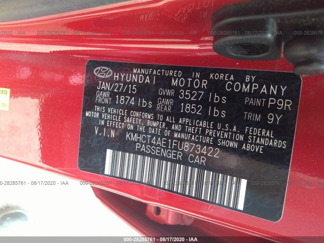 Photo 8 VIN: KMHCT4AE1FU873422 - HYUNDAI ACCENT 