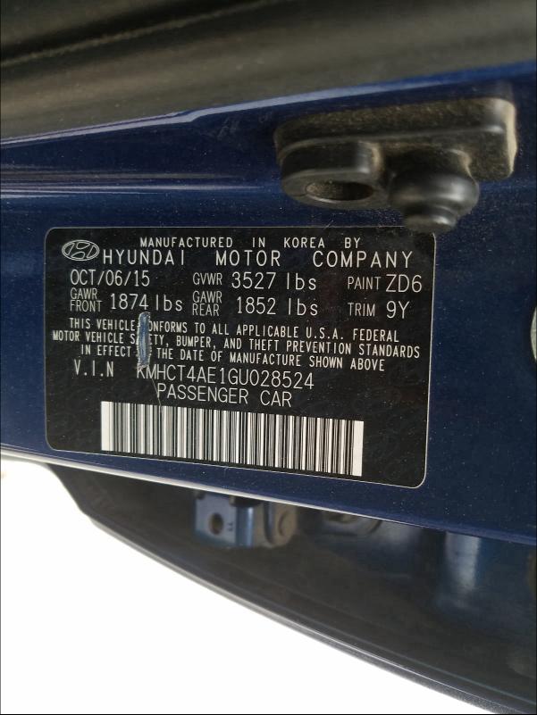 Photo 9 VIN: KMHCT4AE1GU028524 - HYUNDAI ACCENT SE 