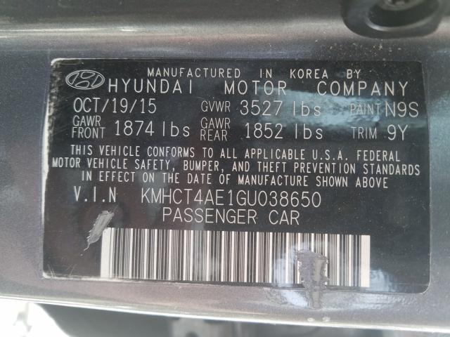 Photo 9 VIN: KMHCT4AE1GU038650 - HYUNDAI ACCENT SE 