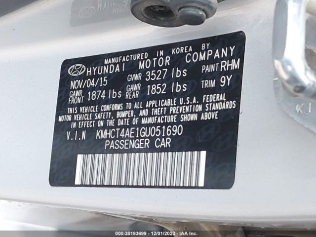 Photo 8 VIN: KMHCT4AE1GU051690 - HYUNDAI ACCENT 