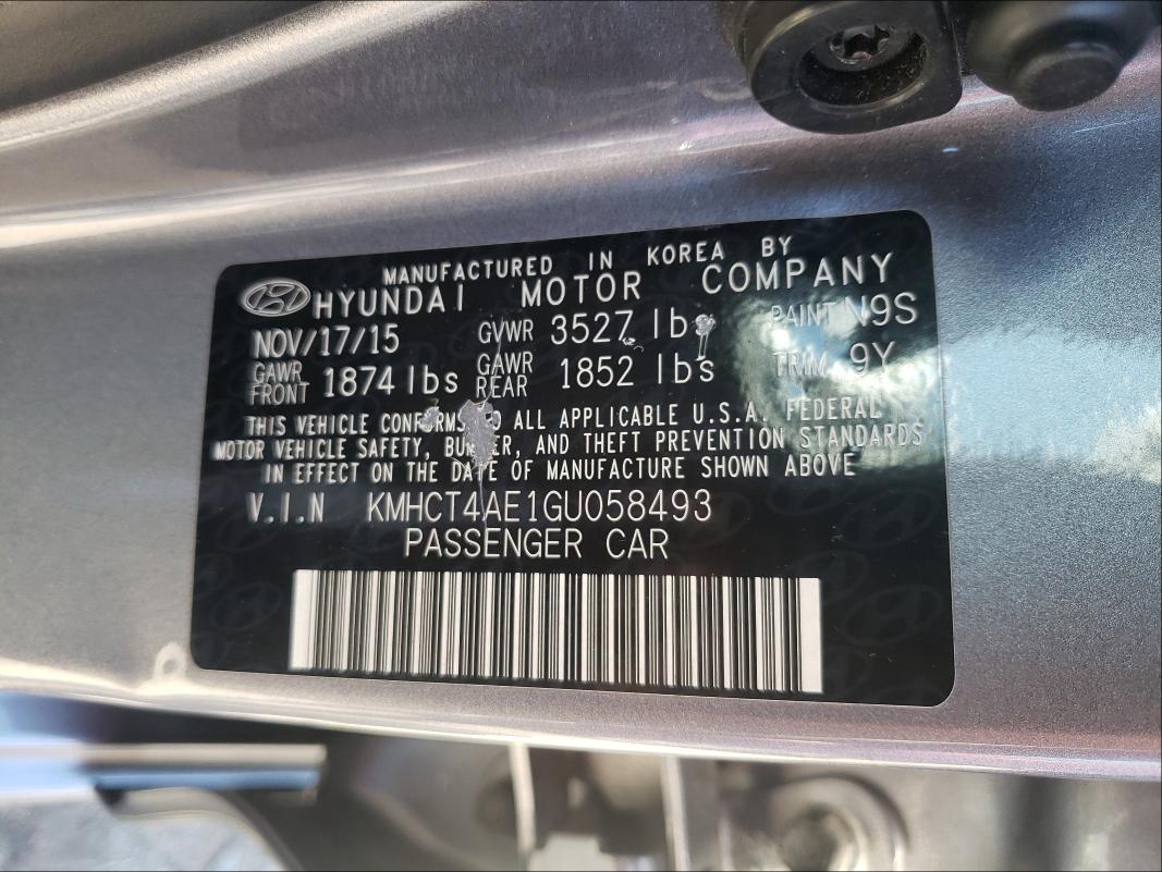 Photo 9 VIN: KMHCT4AE1GU058493 - HYUNDAI ACCENT SE 