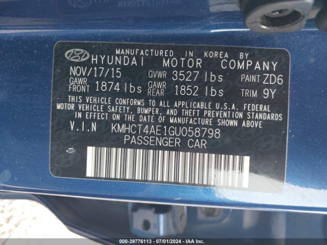 Photo 8 VIN: KMHCT4AE1GU058798 - HYUNDAI ACCENT 