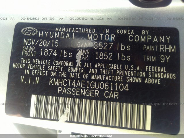 Photo 8 VIN: KMHCT4AE1GU061104 - HYUNDAI ACCENT 