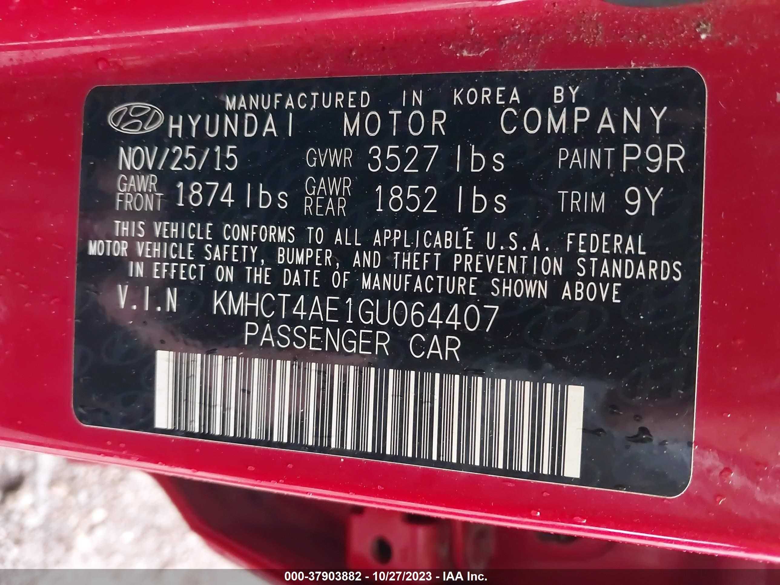 Photo 8 VIN: KMHCT4AE1GU064407 - HYUNDAI ACCENT 