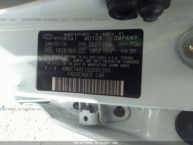 Photo 8 VIN: KMHCT4AE1GU092269 - HYUNDAI ACCENT 