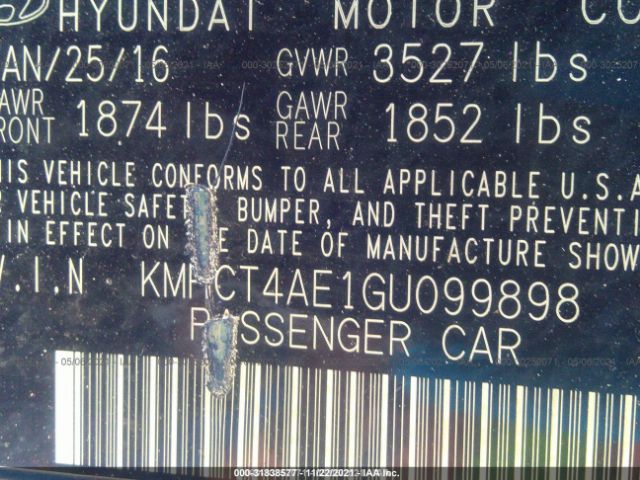 Photo 8 VIN: KMHCT4AE1GU099898 - HYUNDAI ACCENT 