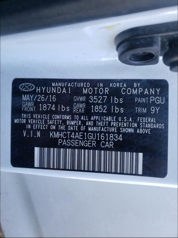 Photo 9 VIN: KMHCT4AE1GU161834 - HYUNDAI ACCENT SE 