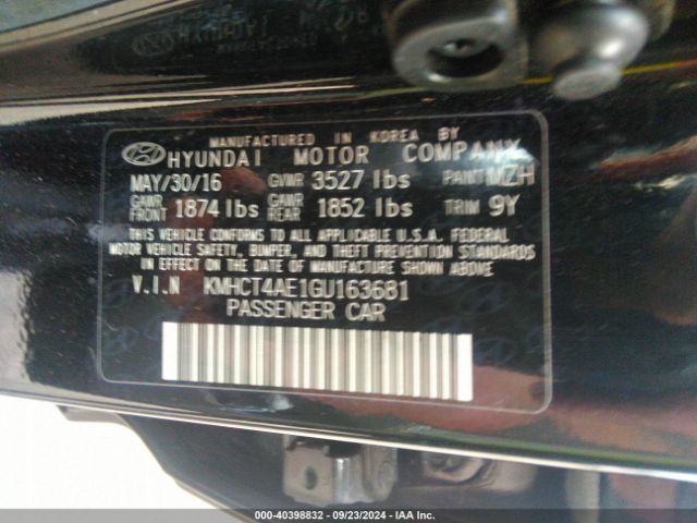 Photo 8 VIN: KMHCT4AE1GU163681 - HYUNDAI ACCENT 