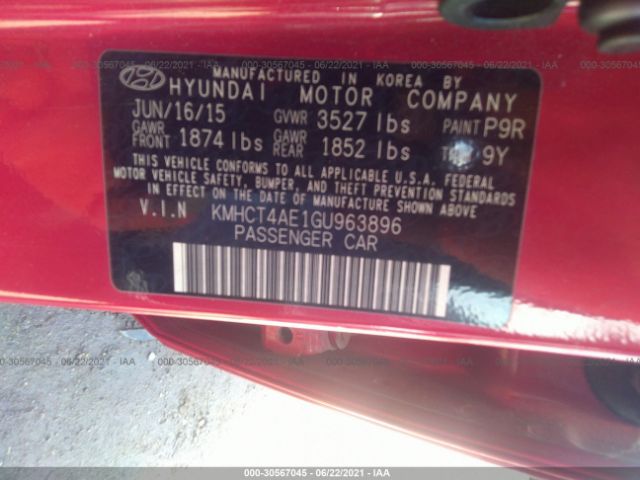 Photo 8 VIN: KMHCT4AE1GU963896 - HYUNDAI ACCENT 