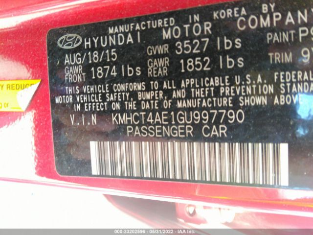 Photo 8 VIN: KMHCT4AE1GU997790 - HYUNDAI ACCENT 