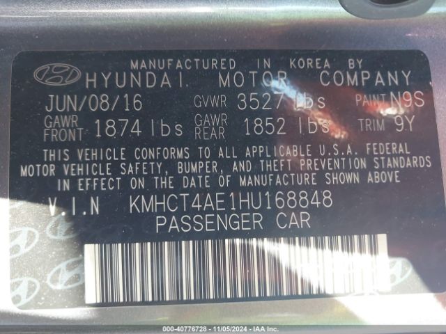 Photo 8 VIN: KMHCT4AE1HU168848 - HYUNDAI ACCENT 