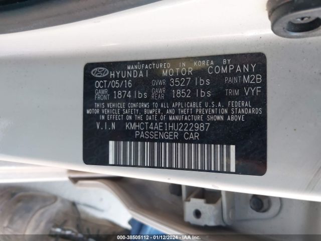 Photo 8 VIN: KMHCT4AE1HU222987 - HYUNDAI ACCENT 