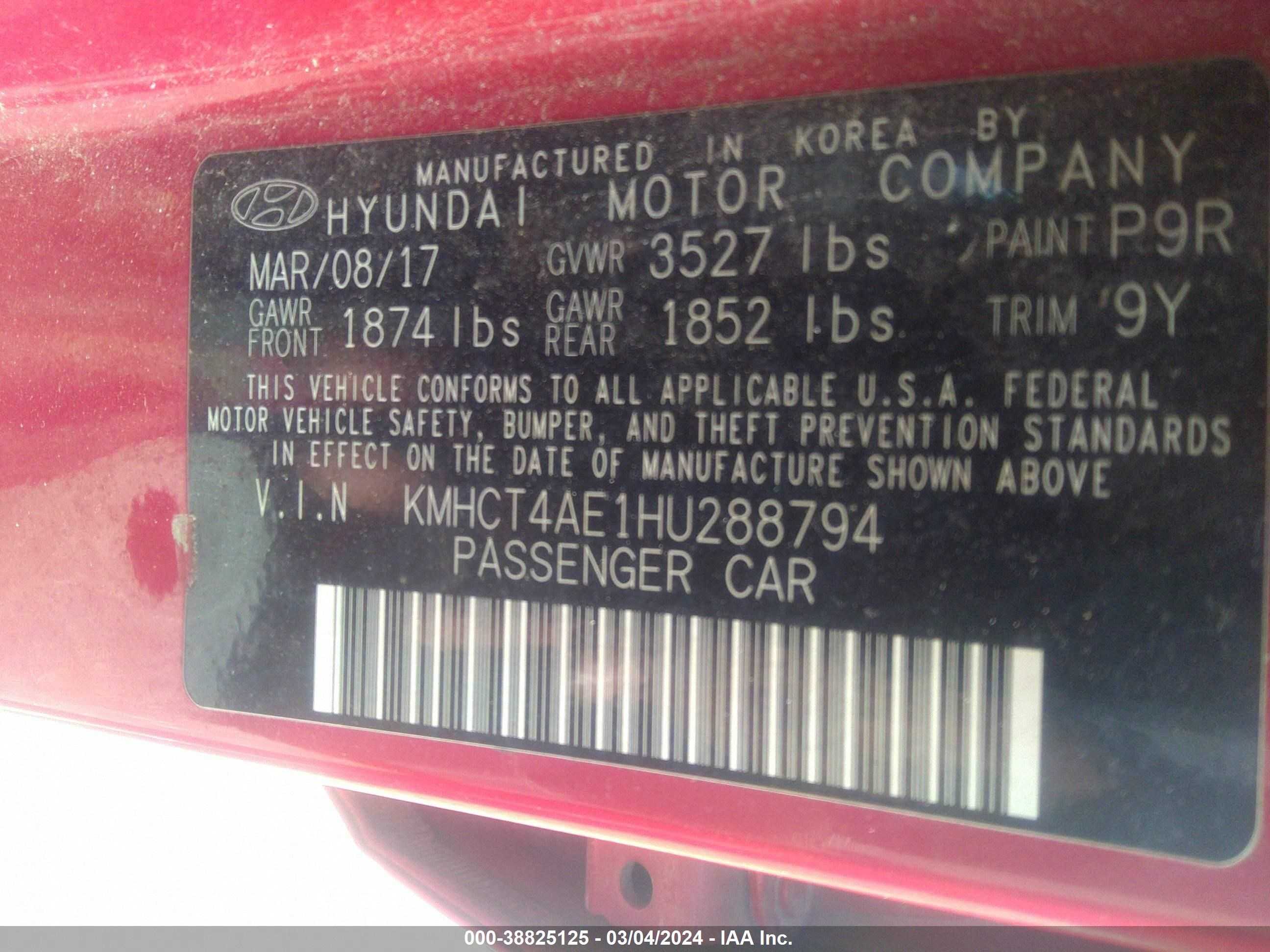 Photo 9 VIN: KMHCT4AE1HU288794 - HYUNDAI ACCENT 