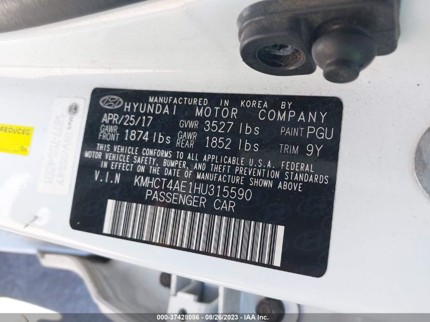 Photo 8 VIN: KMHCT4AE1HU315590 - HYUNDAI ACCENT 