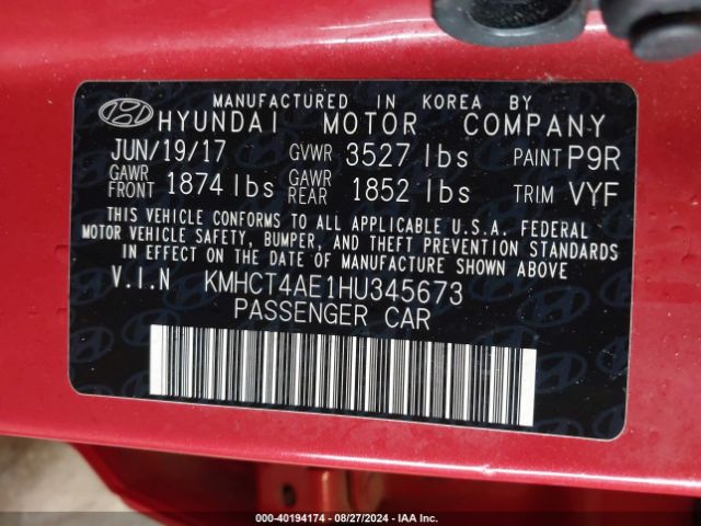 Photo 8 VIN: KMHCT4AE1HU345673 - HYUNDAI ACCENT 