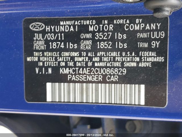 Photo 8 VIN: KMHCT4AE2CU086829 - HYUNDAI ACCENT 