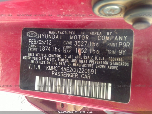 Photo 8 VIN: KMHCT4AE2CU220691 - HYUNDAI ACCENT 