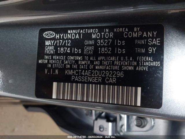 Photo 8 VIN: KMHCT4AE2DU292296 - HYUNDAI ACCENT 