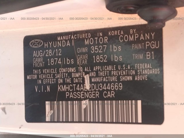 Photo 8 VIN: KMHCT4AE2DU344669 - HYUNDAI ACCENT 