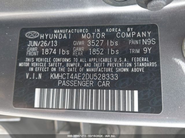 Photo 8 VIN: KMHCT4AE2DU528333 - HYUNDAI ACCENT 