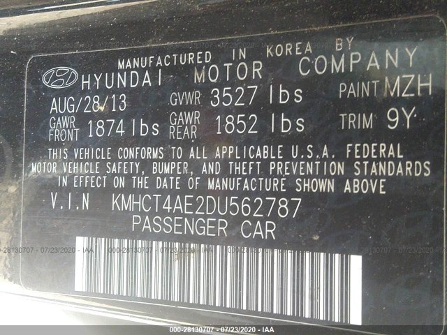 Photo 8 VIN: KMHCT4AE2DU562787 - HYUNDAI ACCENT 