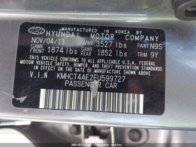 Photo 8 VIN: KMHCT4AE2EU599727 - HYUNDAI ACCENT 