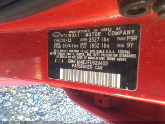 Photo 8 VIN: KMHCT4AE2EU639403 - HYUNDAI ACCENT 