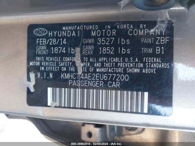 Photo 8 VIN: KMHCT4AE2EU677200 - HYUNDAI ACCENT 