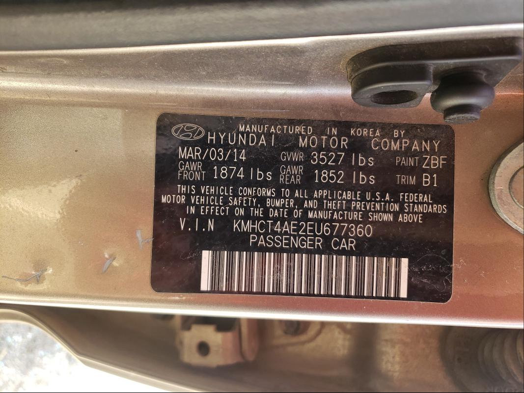 Photo 9 VIN: KMHCT4AE2EU677360 - HYUNDAI ACCENT GLS 