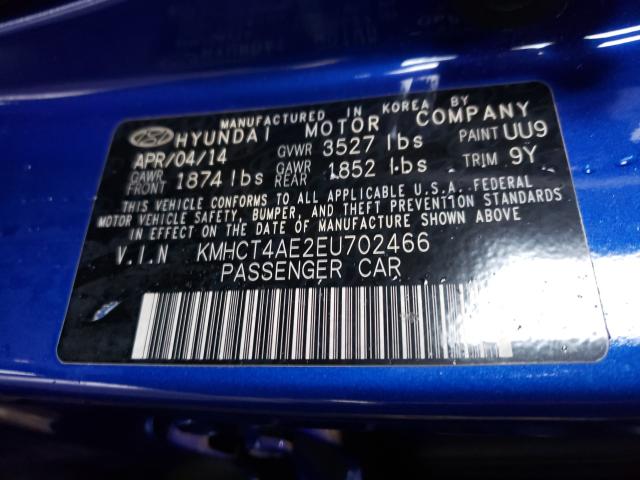 Photo 9 VIN: KMHCT4AE2EU702466 - HYUNDAI ACCENT 