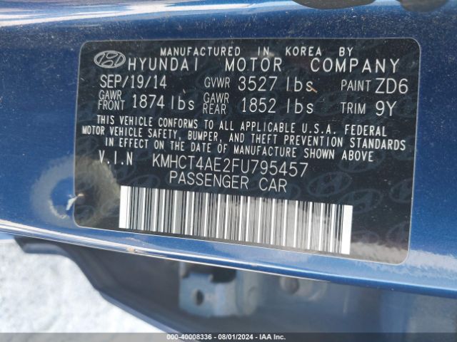 Photo 8 VIN: KMHCT4AE2FU795457 - HYUNDAI ACCENT 