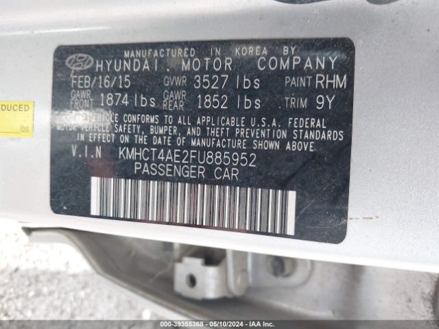 Photo 8 VIN: KMHCT4AE2FU885952 - HYUNDAI ACCENT 