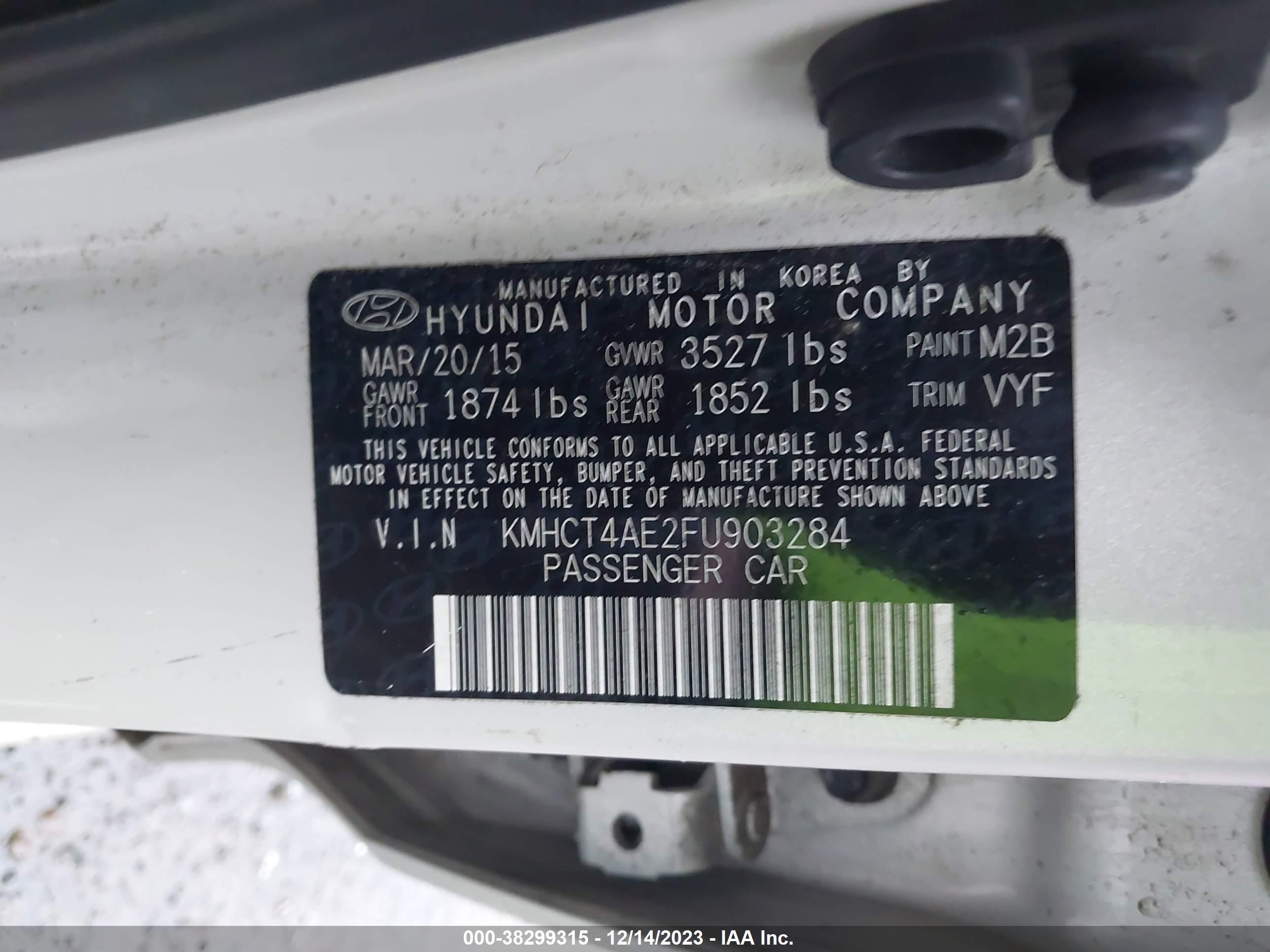 Photo 8 VIN: KMHCT4AE2FU903284 - HYUNDAI ACCENT 