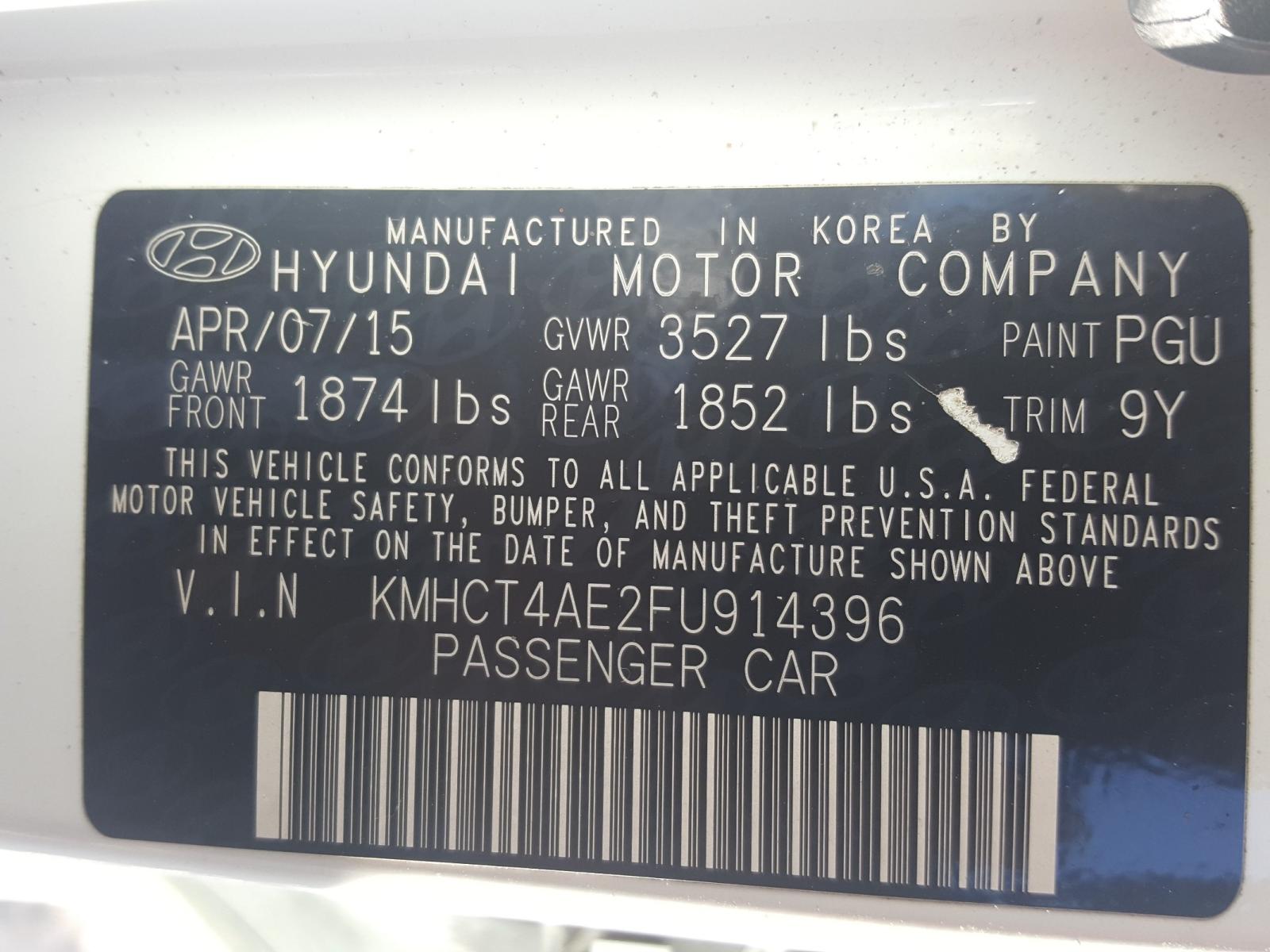 Photo 9 VIN: KMHCT4AE2FU914396 - HYUNDAI ACCENT GLS 