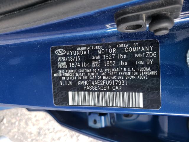 Photo 9 VIN: KMHCT4AE2FU917931 - HYUNDAI ACCENT GLS 