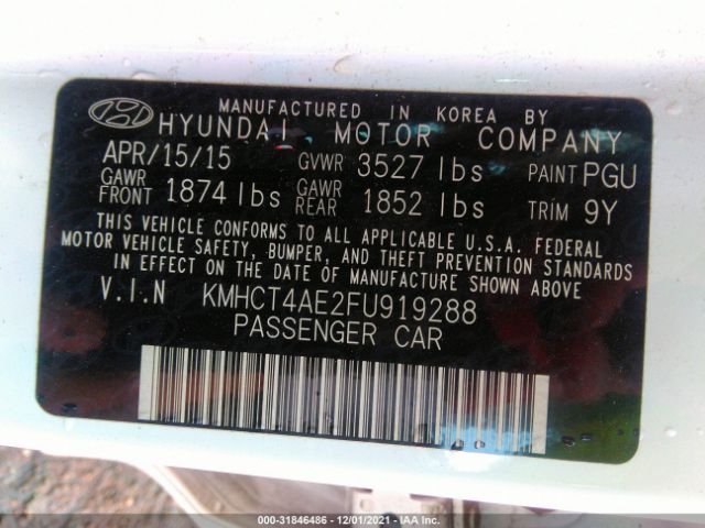 Photo 8 VIN: KMHCT4AE2FU919288 - HYUNDAI ACCENT 